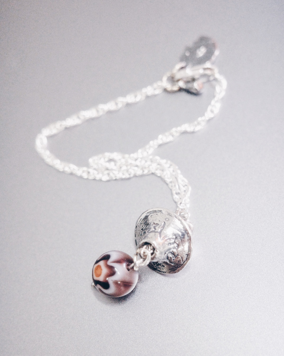 Om Mani Padme Hum UFO with Vintage Glass Bead Necklace