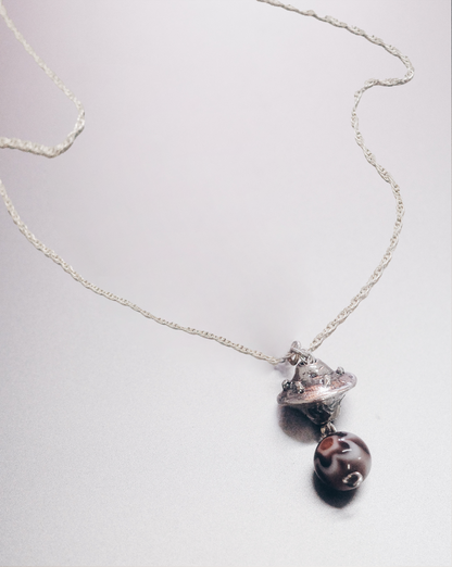 Om Mani Padme Hum UFO with Vintage Glass Bead Necklace